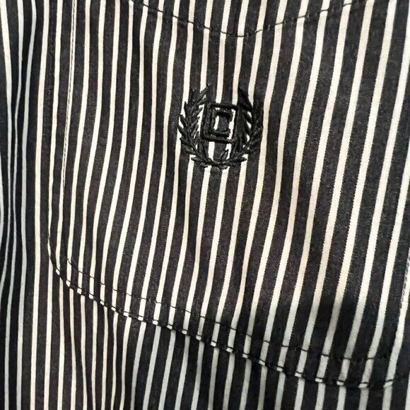 Chaps size L black and white striped button down shirt - Picture 2 of 10